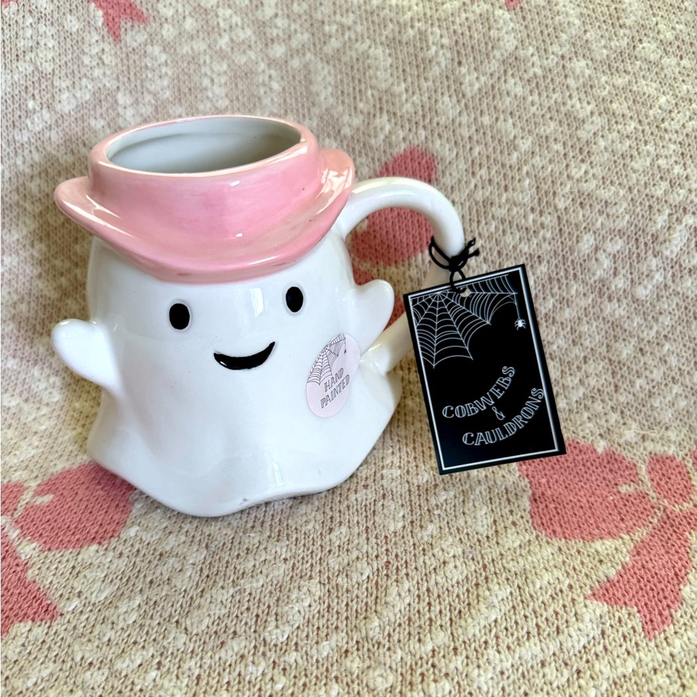 Viral TikTok HTF Ghost with Cowgirl Hat Halloween Mug by Cobwebs and Cauldrons